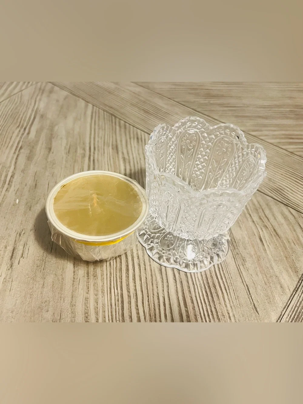 Avon x Fostoria Crystal Candle Holder with Bayberry Candle Insert